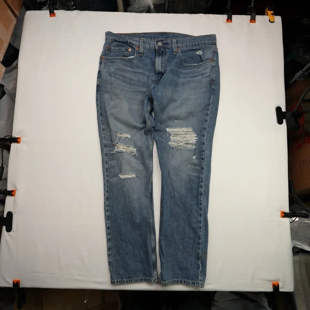 Levis 502 34X30 (35X28) Mens Thigh Distressed Straight Jeans Casual Ripped Pants